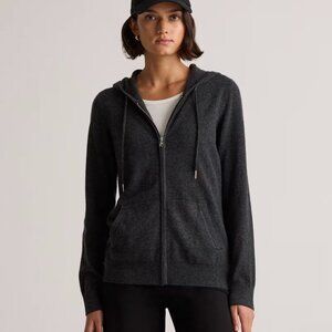 Quince Mongolian Cashmere Full-Zip Hoodie Charcoal - Size Large